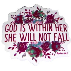 🌻2 for $9 or 4 for $15 🌻 Religious GOD IS W/HER She will not fail Decal